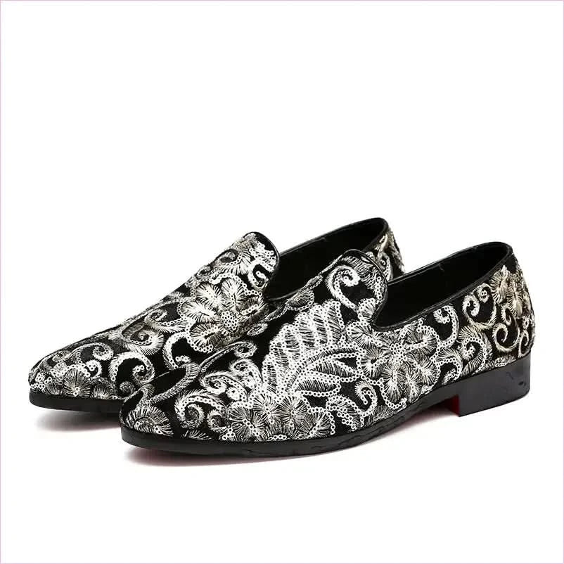 Stylish Embroidered Fleur-de-lys Men’s Slip on Loafer Shoes - Pleasures and Sins