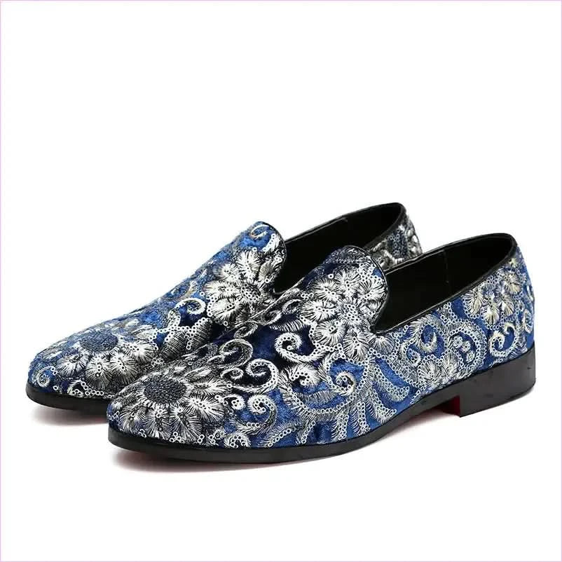 Stylish Embroidered Fleur-de-lys Men’s Slip on Loafer Shoes - Pleasures and Sins