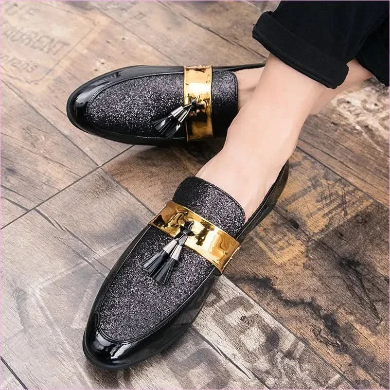 Stylish Glitter Moccasin Pointed Toe Casual Men’s Shoes - Pleasures and Sins