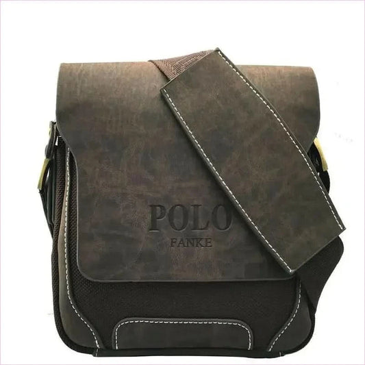 Stylish Mens Polo Messenger Bag in Leather and Oxford Material - Pleasures and Sins