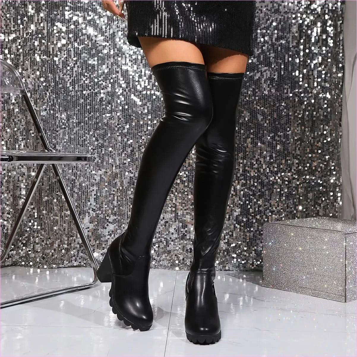 Stylish Over-the-knee Stretch High-heeled Thigh Boots for All Occasions - Pleasures and Sins