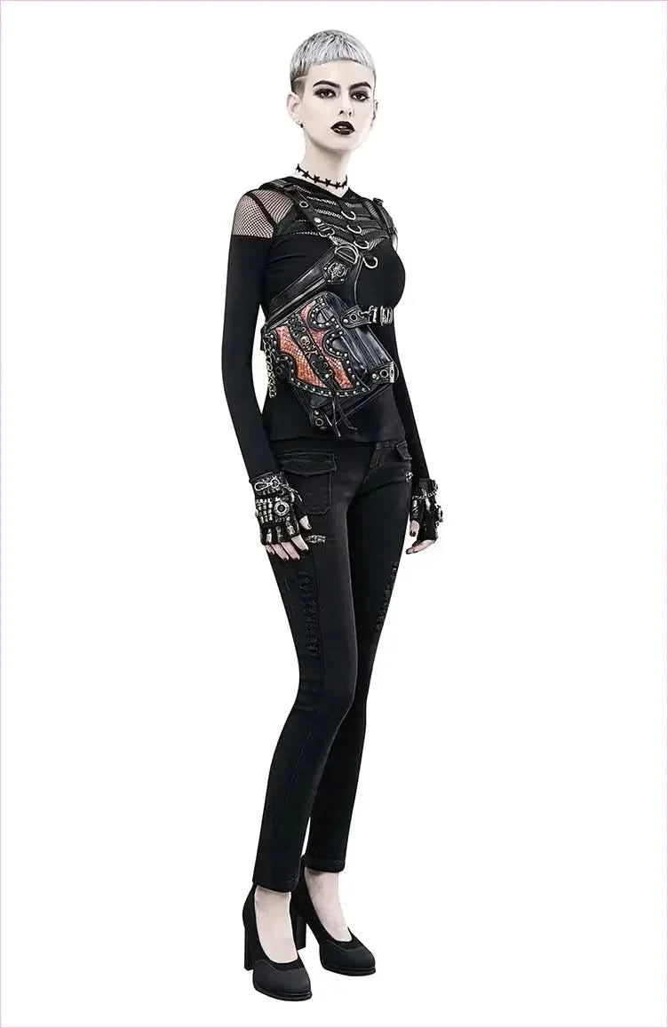 Stylish Steampunk Motorcycle Bag with Leather and Metallic Accents - Pleasures and Sins