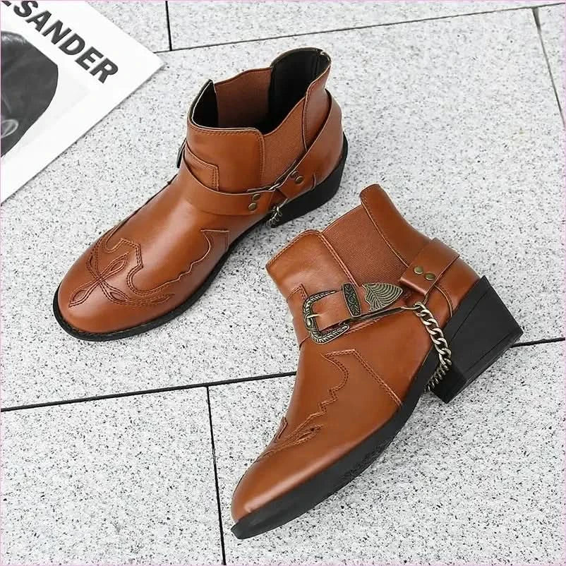 Stylish Women’s Knight Boots with Round Toe and Square Heel - Pleasures and Sins