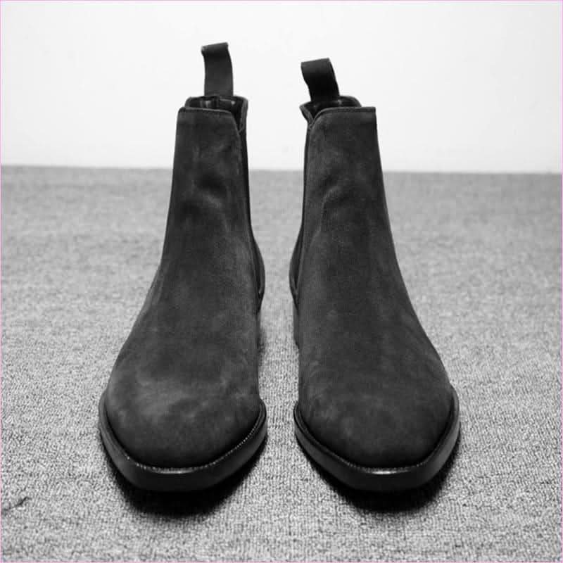 Suede Pointed Toe High-top Chelsea Boots for Men - Pleasures and Sins