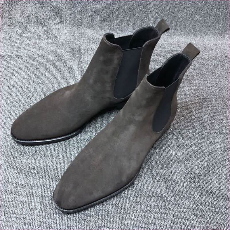 Suede Pointed Toe High-top Chelsea Boots for Men - Pleasures and Sins