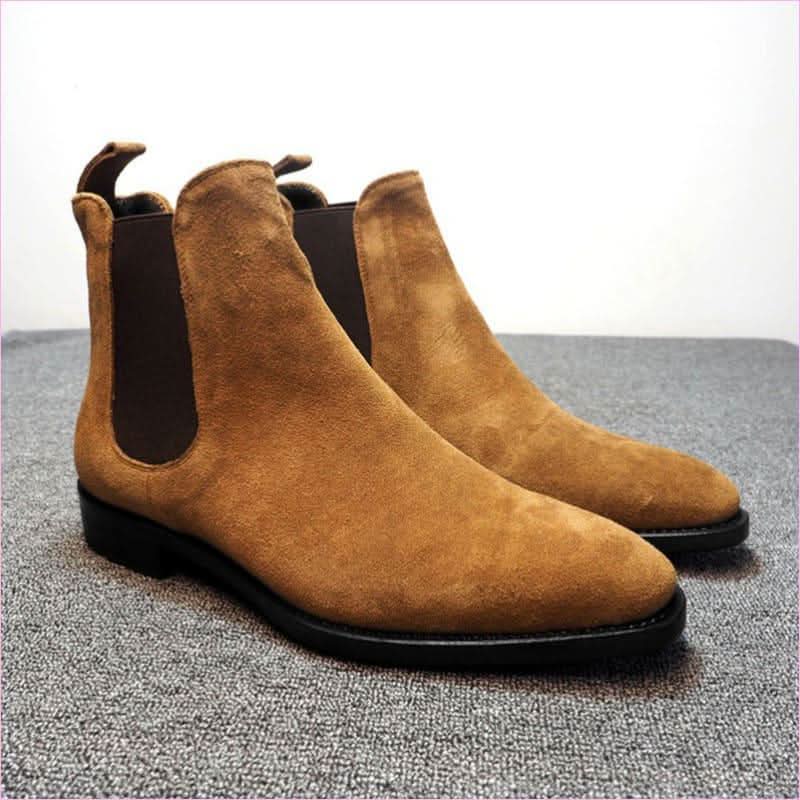 Suede Pointed Toe High-top Chelsea Boots for Men - Pleasures and Sins