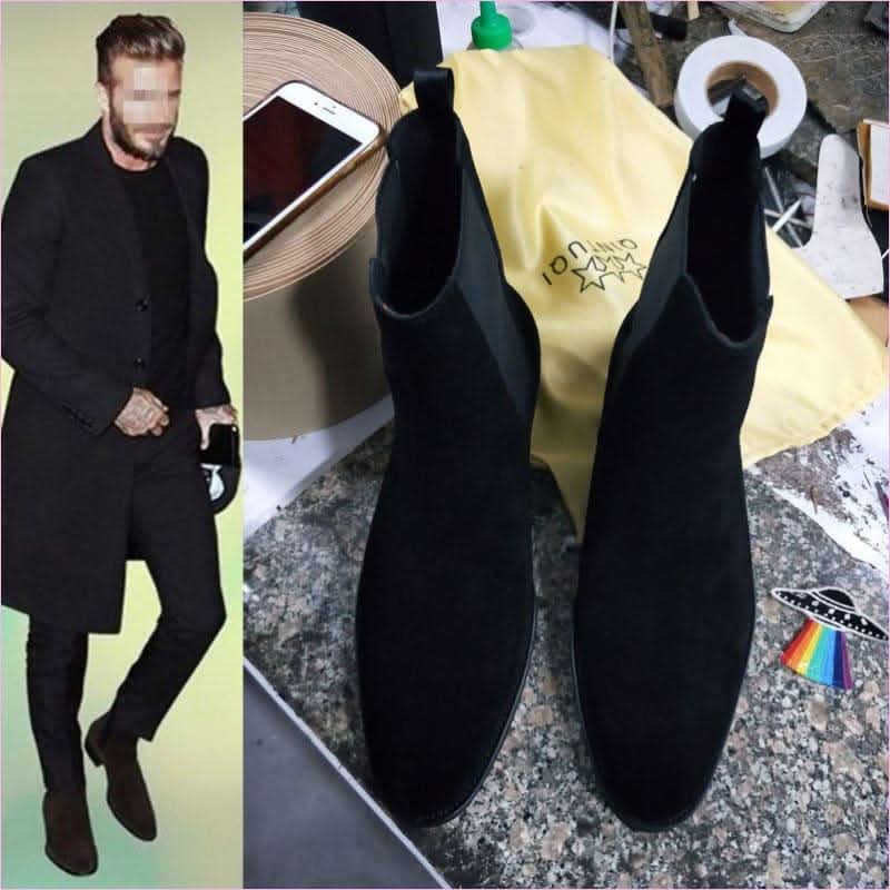 Suede Pointed Toe High-top Chelsea Boots for Men - Pleasures and Sins