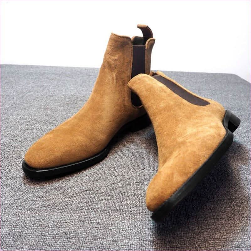 Suede Pointed Toe High-top Chelsea Boots for Men - Pleasures and Sins