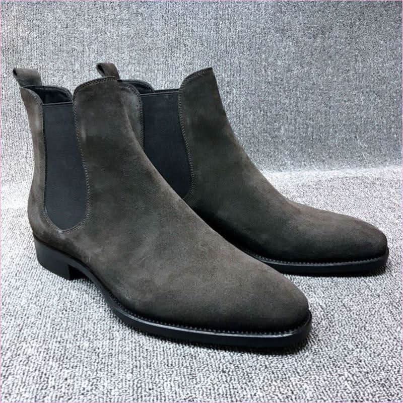 Suede Pointed Toe High-top Chelsea Boots for Men - Pleasures and Sins