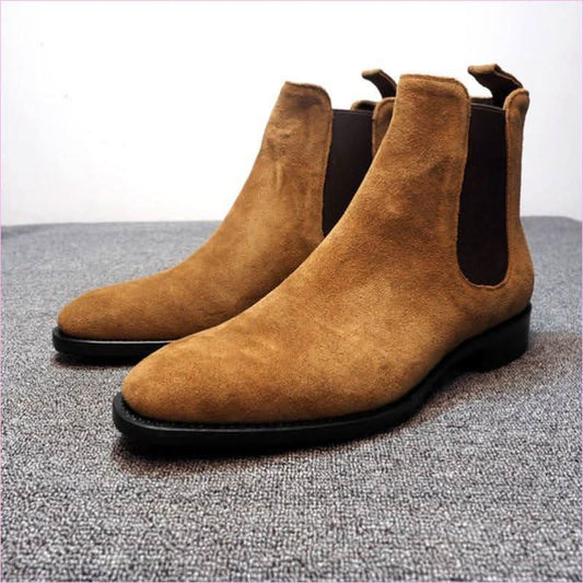 Suede Pointed Toe High-top Chelsea Boots for Men - Pleasures and Sins