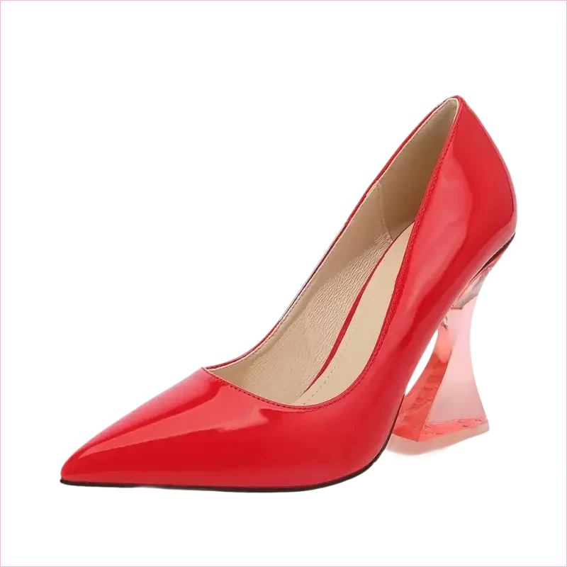 Thick High Heel Unisex Pointed Toe Drag Queen Patent Shoes - Pleasures and Sins
