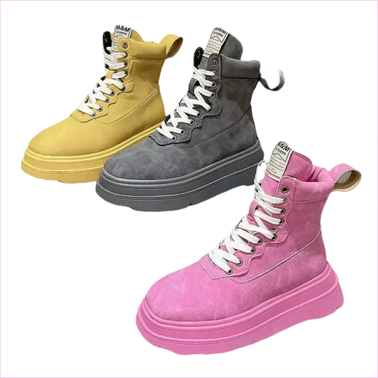 Thick Soled Motorcycle Boots Retro Style for Women - Pleasures and Sins