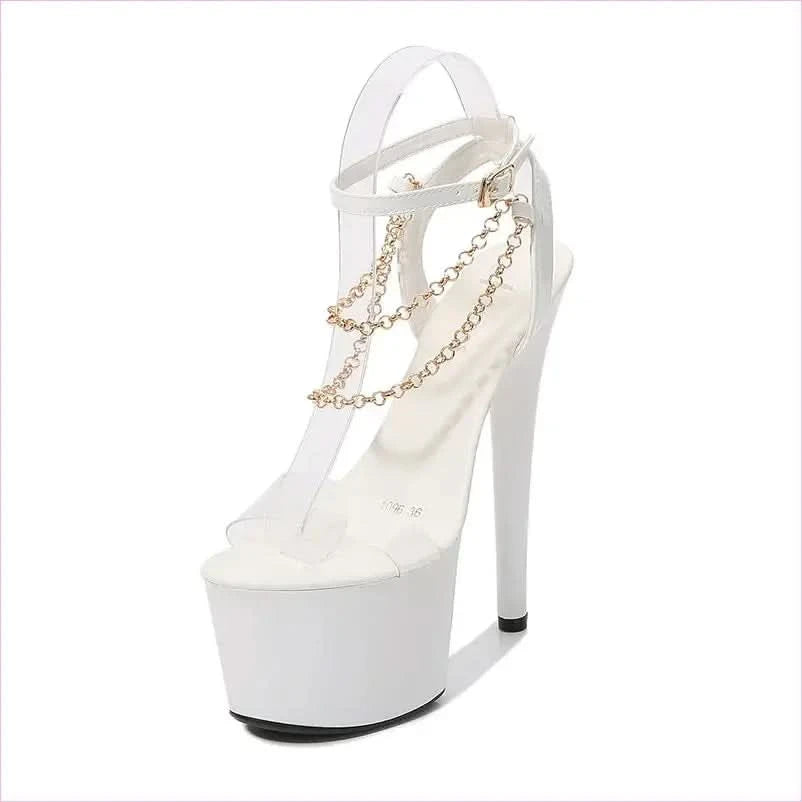 Transparent Chain Platform High Heel Sandals - Pleasures and Sins