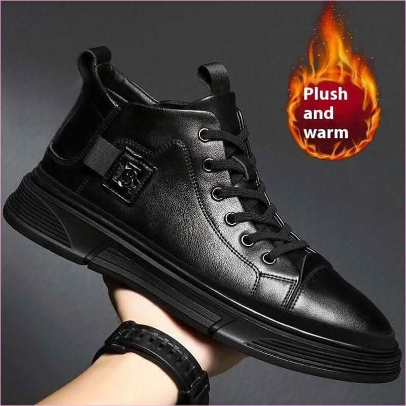 Trendy Leather Shoes for Men Casual High Top Leather Sneakers - Pleasures and Sins
