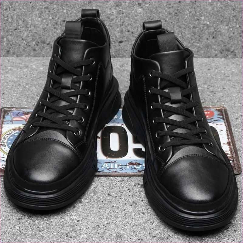 Trendy Leather Shoes for Men Casual High Top Leather Sneakers - Pleasures and Sins