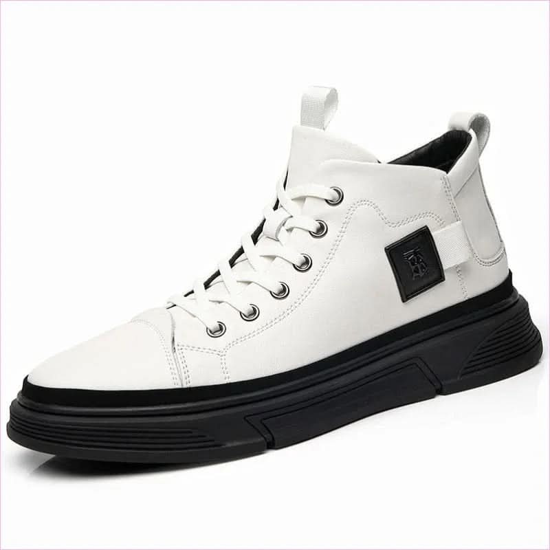 Trendy Leather Shoes for Men Casual High Top Leather Sneakers - Pleasures and Sins