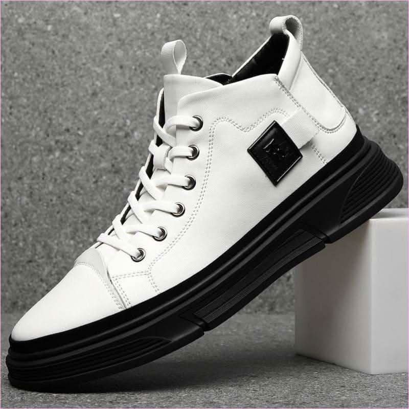 Trendy Leather Shoes for Men Casual High Top Leather Sneakers - Pleasures and Sins
