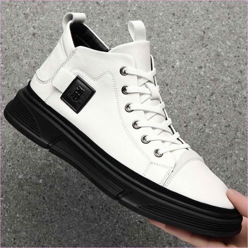 Trendy Leather Shoes for Men Casual High Top Leather Sneakers - Pleasures and Sins