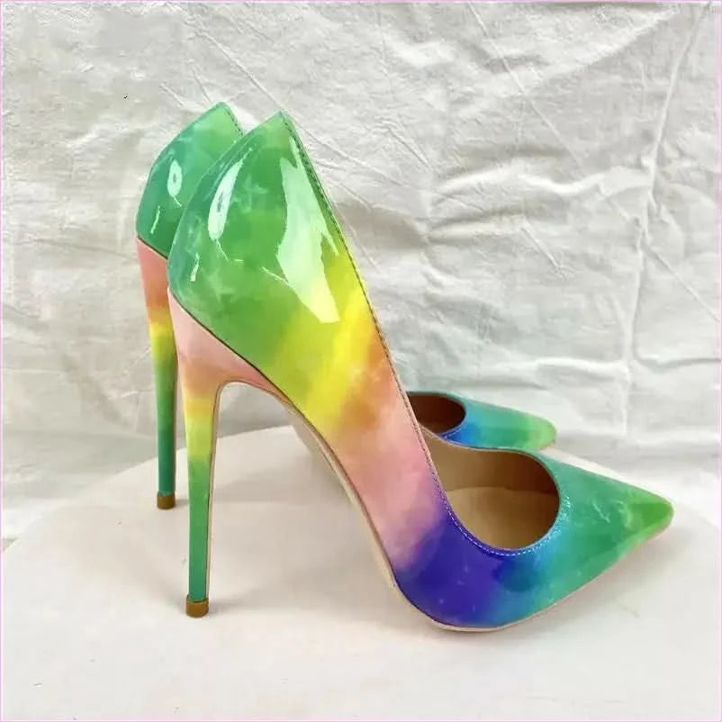 Trendy Unisex Rainbow High Heels with Narrow Pointed Toe - Pleasures and Sins
