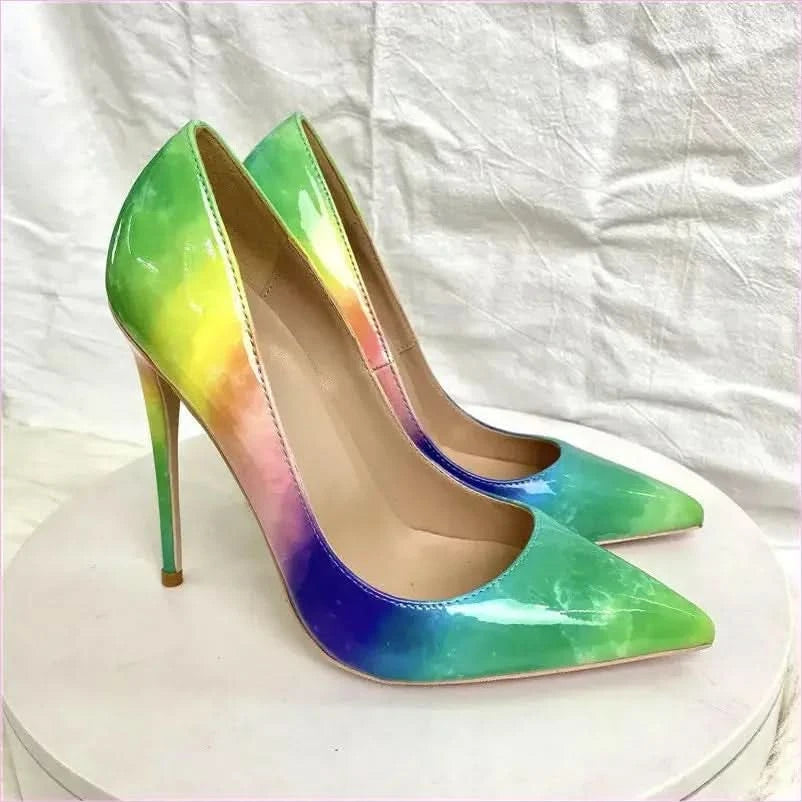 Trendy Unisex Rainbow High Heels with Narrow Pointed Toe - Pleasures and Sins