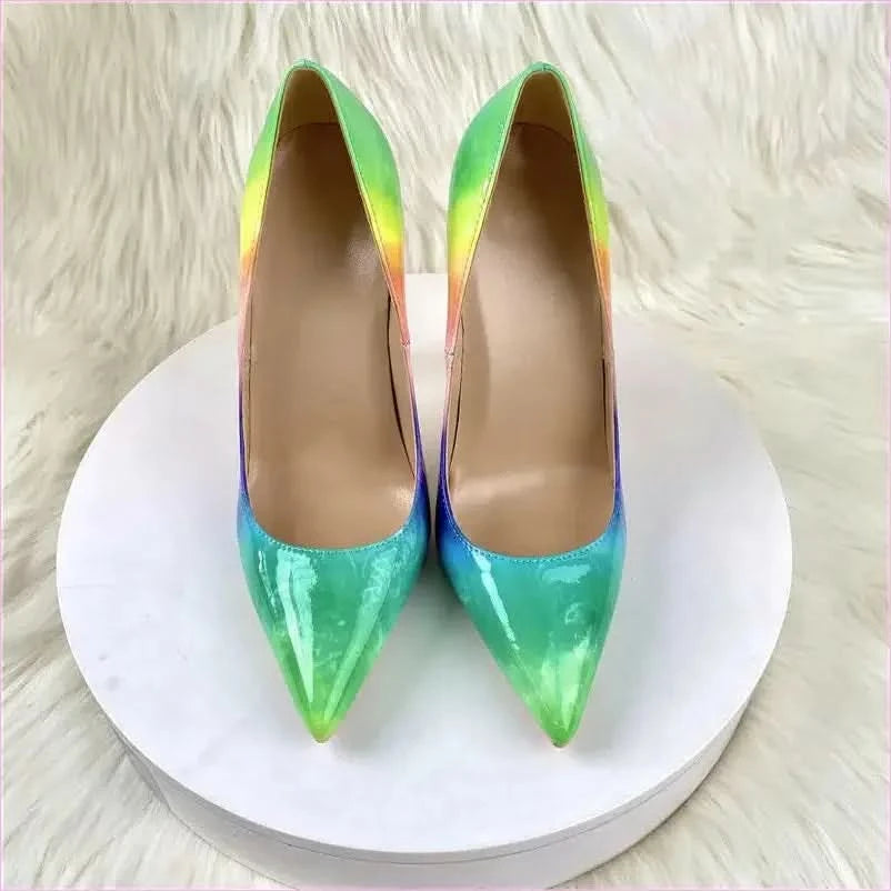 Trendy Unisex Rainbow High Heels with Narrow Pointed Toe - Pleasures and Sins