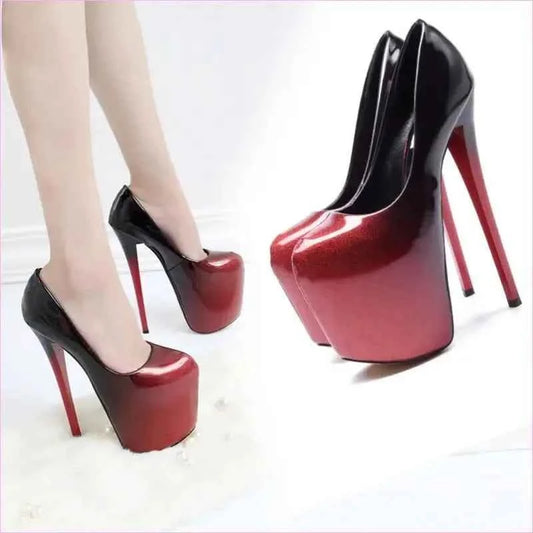 Ultra High Stiletto Drag Shoes in Super Large Sizes with Gradient Color - Pleasures and Sins