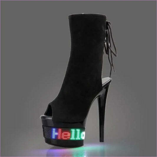 Unique Led Ankle Boots with Illuminated Sole for Drag and Pole Dance - Pleasures and Sins