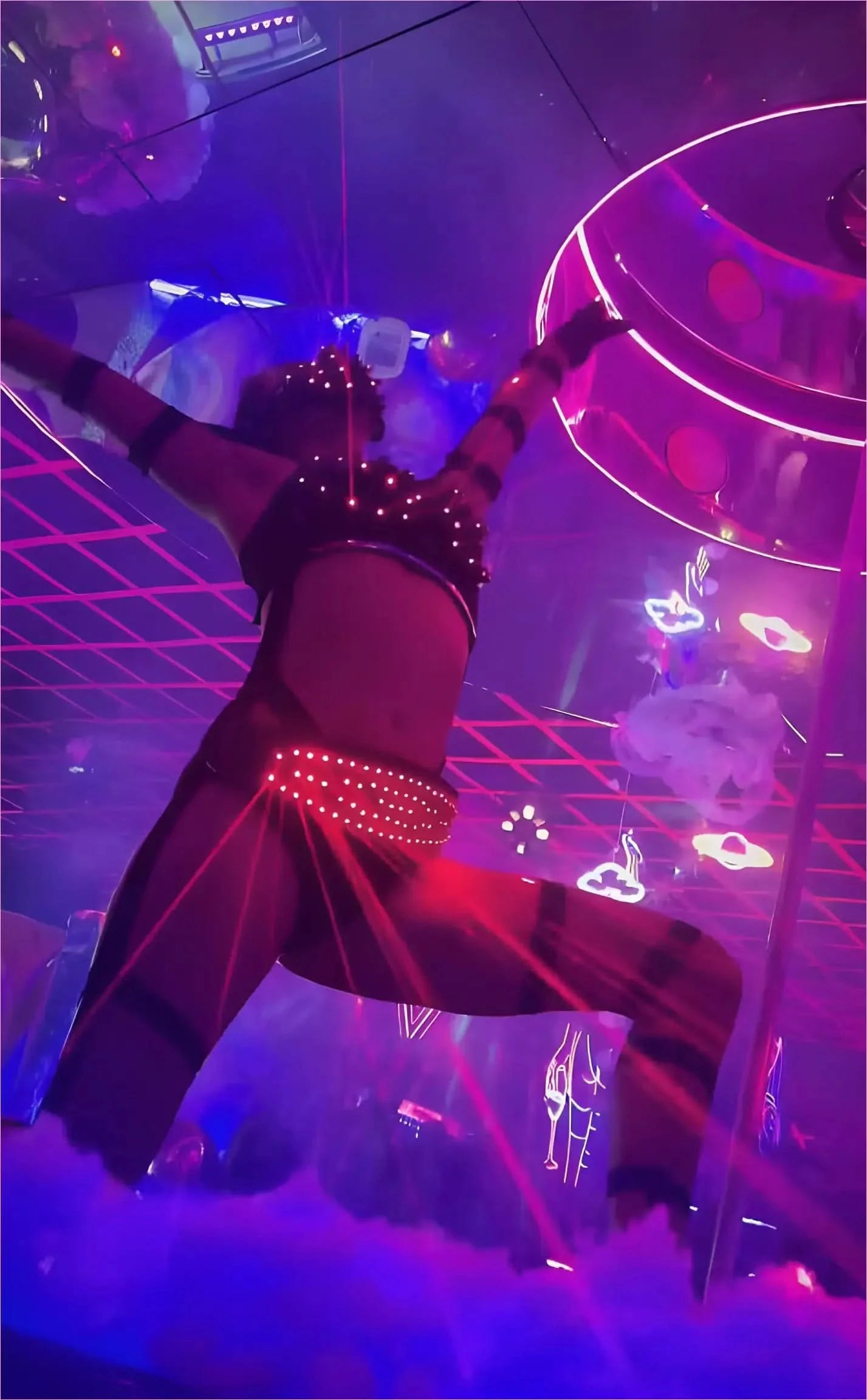 Unique Led Black Patent Open Toe High-heels for Drag Queens - Pleasures and Sins