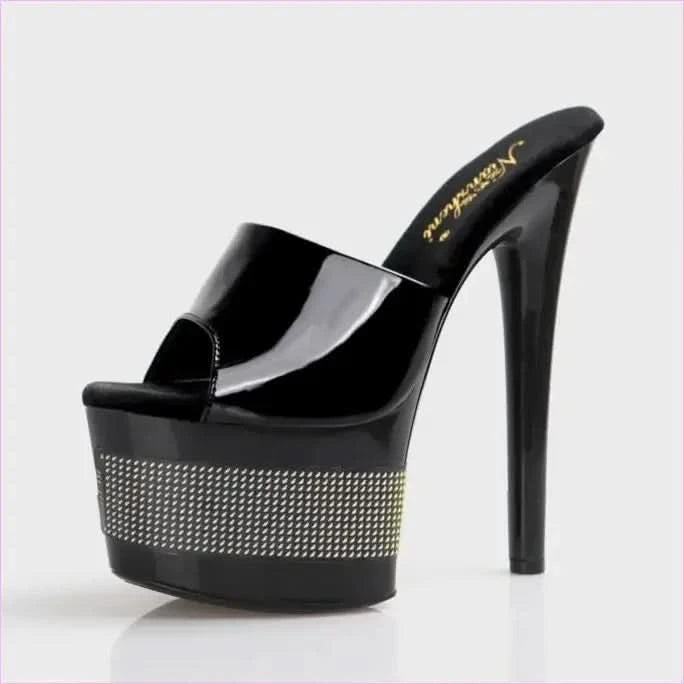 Unique Led Black Patent Open Toe High-heels for Drag Queens - Pleasures and Sins