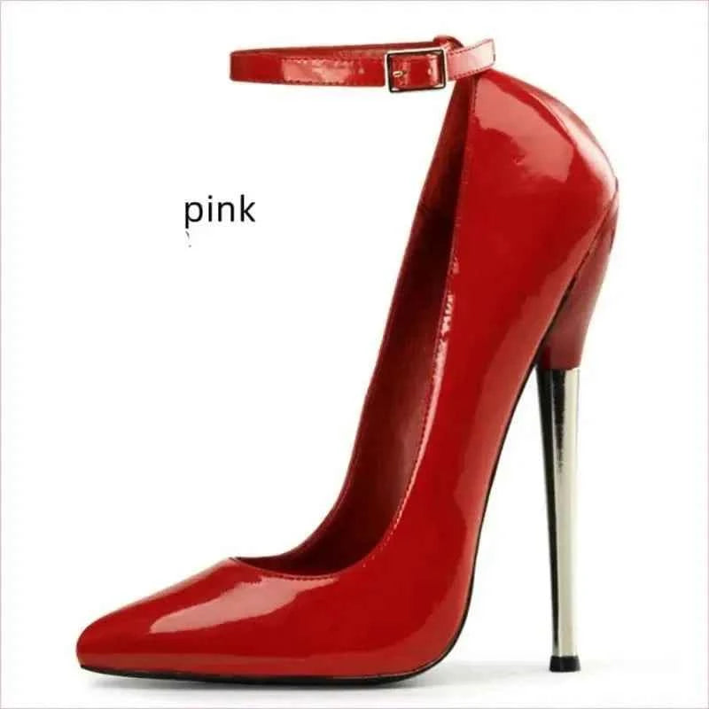 Unisex Ankle Strap Shoes with 18cm Stiletto Heel - Pleasures and Sins