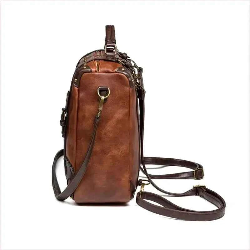 Unisex Retro Brown Steampunk Industrial Backpack for Outdoor Adventures - Pleasures and Sins