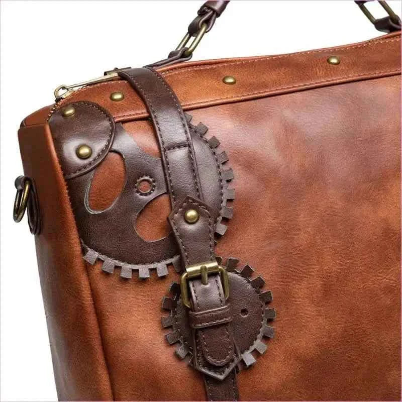 Unisex Retro Brown Steampunk Industrial Backpack for Outdoor Adventures - Pleasures and Sins
