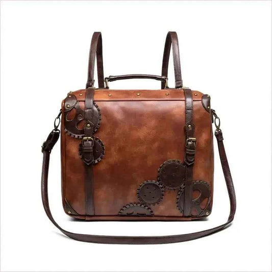 Unisex Retro Brown Steampunk Industrial Backpack for Outdoor Adventures - Pleasures and Sins