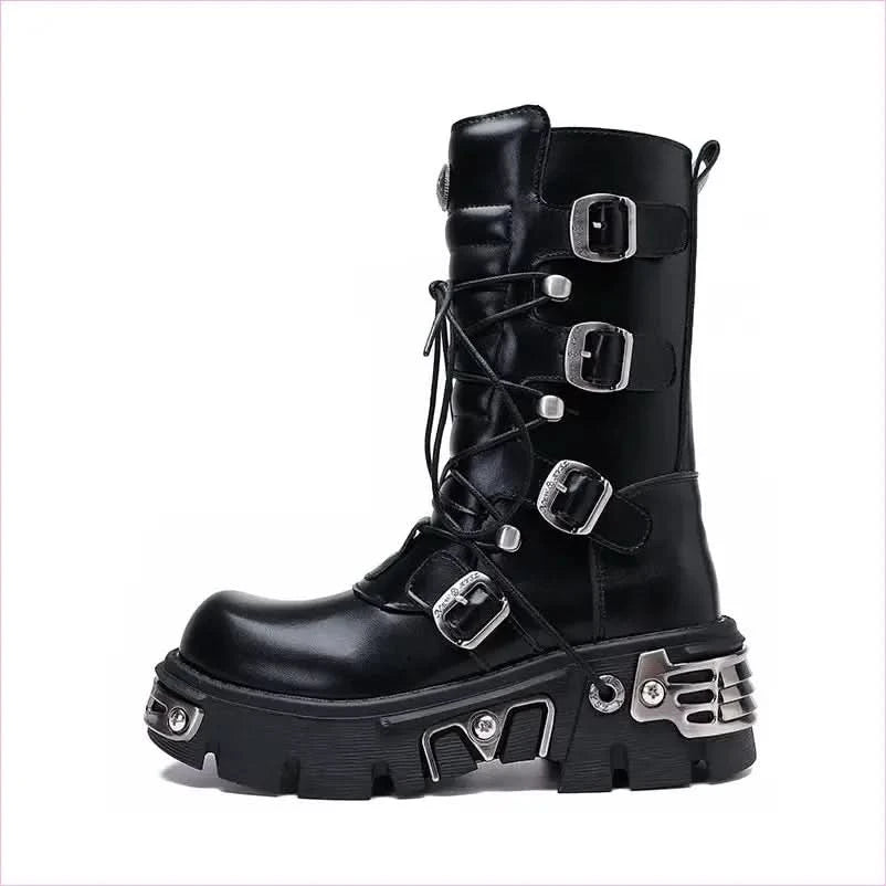 Unisex Retro Steampunk Cargo Rock High Leg Punk Boots for Every Occasion - Pleasures and Sins