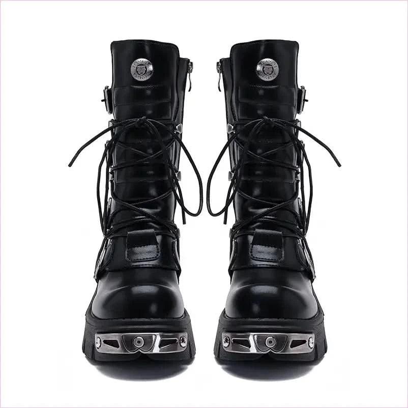 Unisex Retro Steampunk Cargo Rock High Leg Punk Boots for Every Occasion - Pleasures and Sins