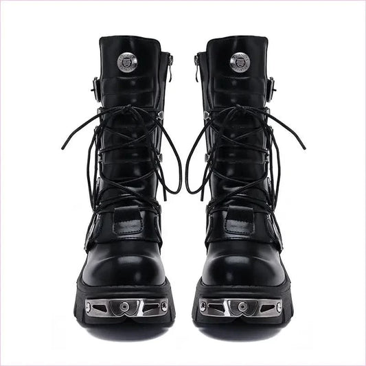 Unisex Retro Steampunk Cargo Rock High Leg Punk Boots for Every Occasion - Pleasures and Sins