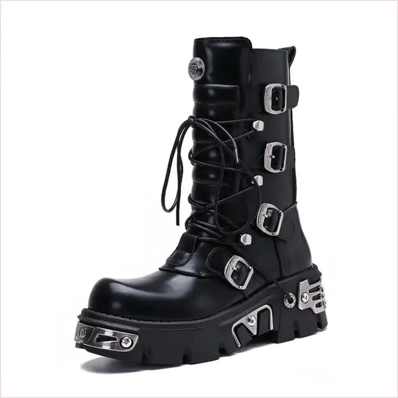 Unisex Retro Steampunk Cargo Rock High Leg Punk Boots for Every Occasion - Pleasures and Sins