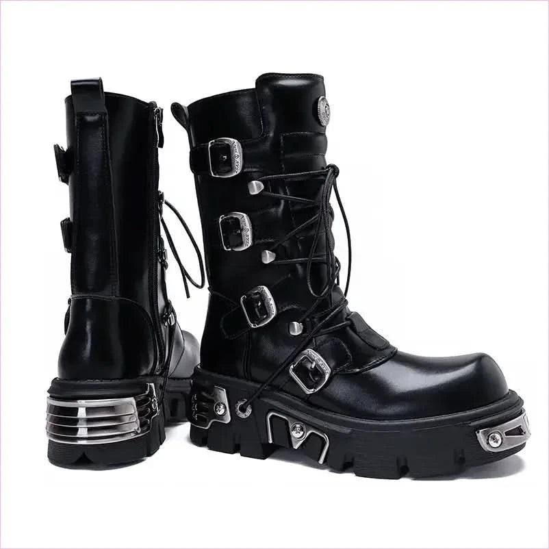 Unisex Retro Steampunk Cargo Rock High Leg Punk Boots for Every Occasion - Pleasures and Sins