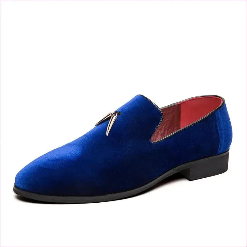 Vibrant Blue Men’s Tassel Velour British Style Moccasin Shoes - Pleasures and Sins
