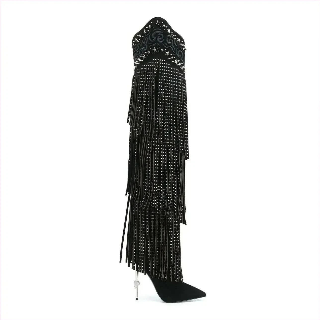 Vintage Crystal Embellished Fringe Cowboy Boots for Glam Style - Pleasures and Sins