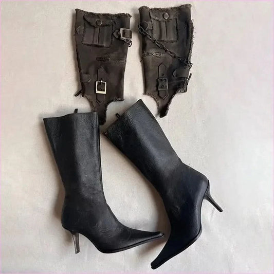 Vintage Pointed Toe Belt Buckle Cowboy Boots for Western Style - Pleasures and Sins