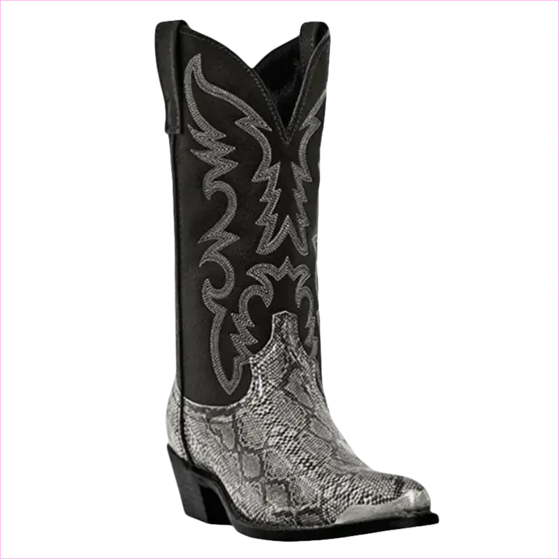 Western Cowboy Boots with Snake Pattern and Iron Toe Cap - Pleasures and Sins