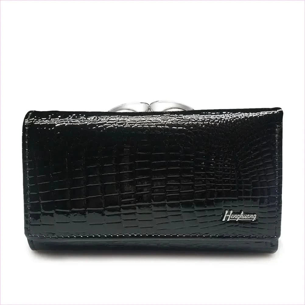 Wine Red Patent Leather Crocodile Print Purse with Gold Clasp - Pleasures and Sins