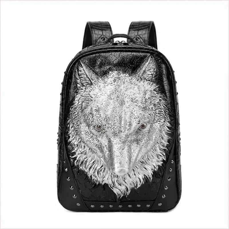 Wolf Head 3d Embossed Backpack for Emo Style Lovers - Pleasures and Sins