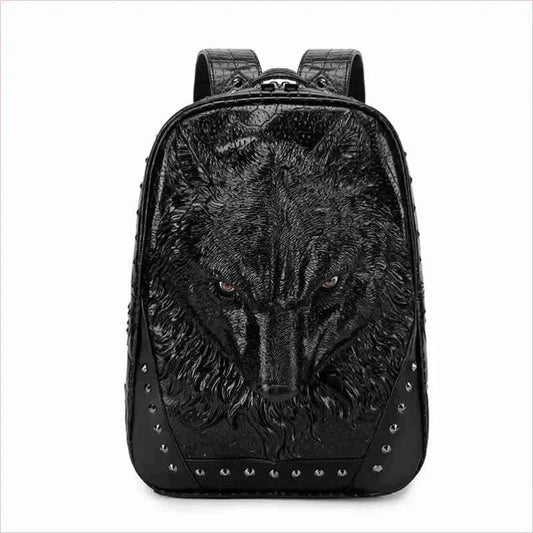 Wolf Head 3d Embossed Backpack for Emo Style Lovers - Pleasures and Sins
