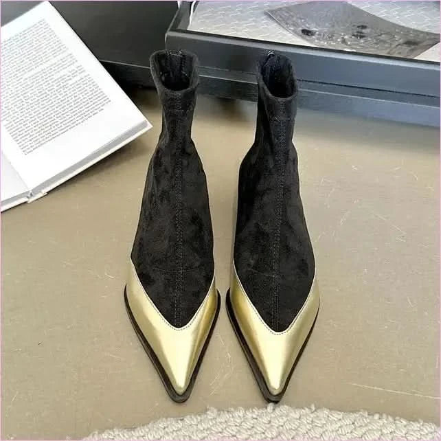 Women’s Ankle Boots with Pointed Toes and Zipper in Three Colors - Pleasures and Sins