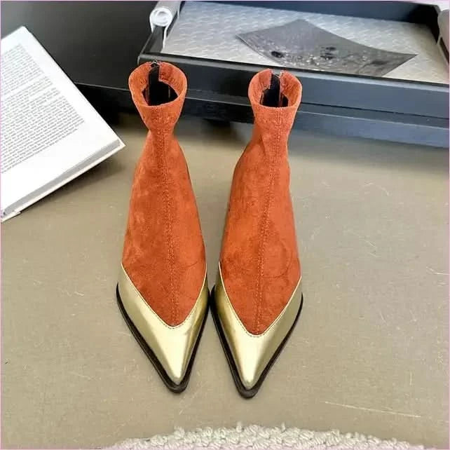 Women’s Ankle Boots with Pointed Toes and Zipper in Three Colors - Pleasures and Sins