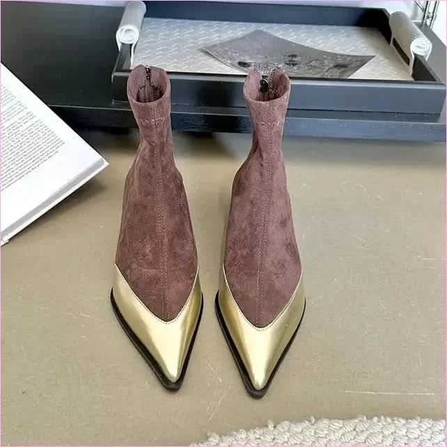 Women’s Ankle Boots with Pointed Toes and Zipper in Three Colors - Pleasures and Sins