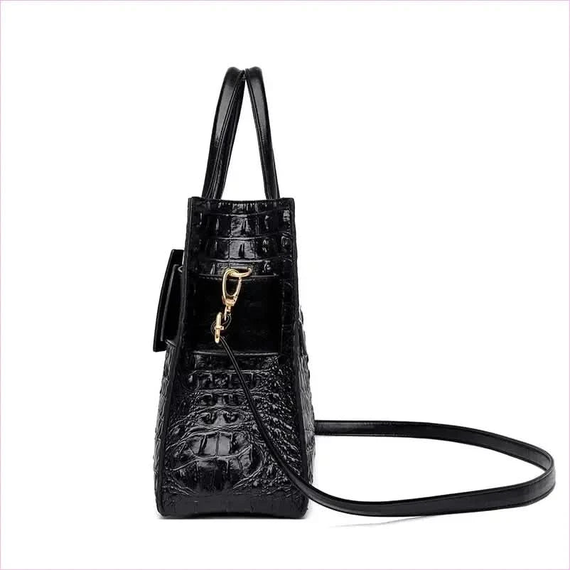 Womens Crocodile Shoulder Crossbody Tote Bag with Buckle Detail - Pleasures and Sins