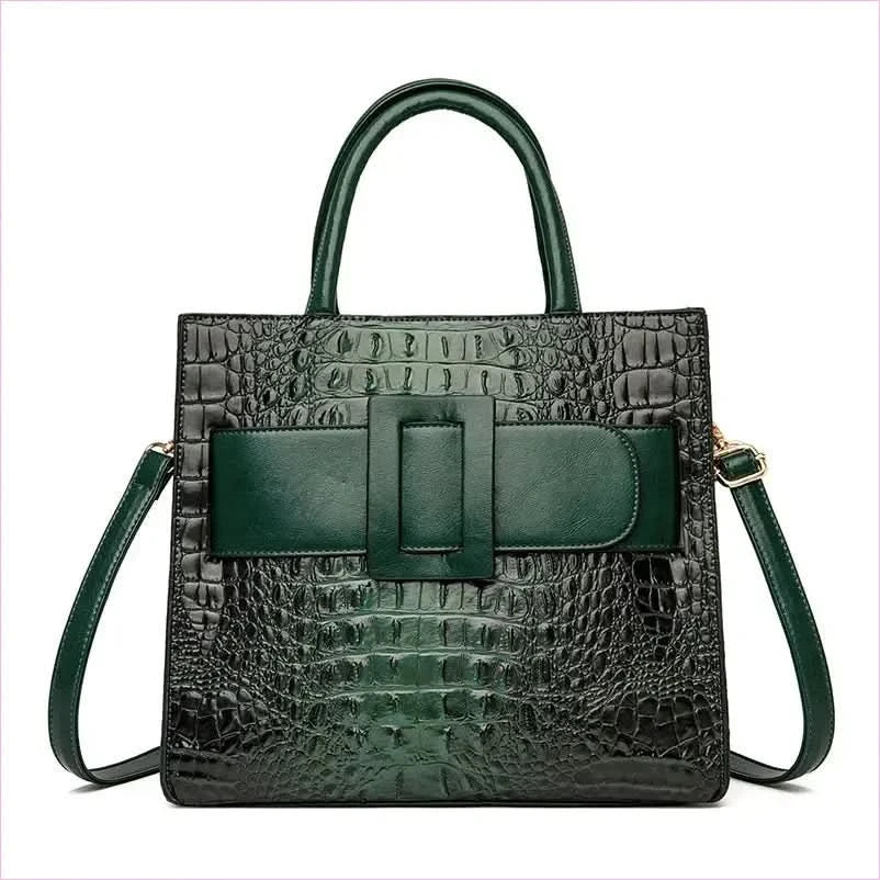 Womens Crocodile Shoulder Crossbody Tote Bag with Buckle Detail - Pleasures and Sins